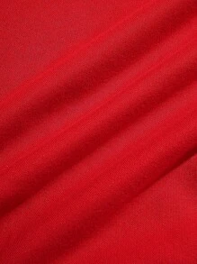 SHEIN Tween Girl Red Polo Neck Long Sleeve Sweatshirt With Simple Printed Pattern, Suitable For Chinese New Year & Christmas, Autumn/Winter - Red - View 6
