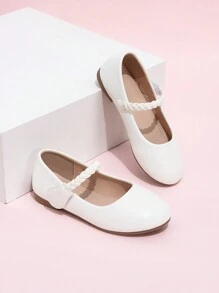 1 par de zapatos planos tipo Mary Jane versátiles para niñas, adecuados para todas las estaciones - Blanco - Ver 6