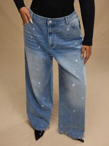 Forever 21 Plus Size Front Button Pocket Casual Denim Jeans - Baby Blue - View 1