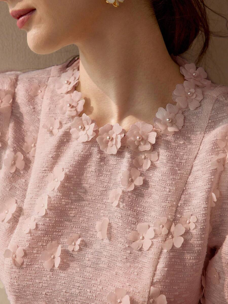 MOTF PREMIUM APPLIQUES PUFF SLEEVE TOP & CAMI TOP - Pink - View 2