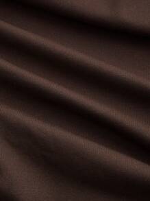 SHEIN MOD 大码棕色褶皱休闲长袖 T 恤上衣 - 灰色 - 查看 3