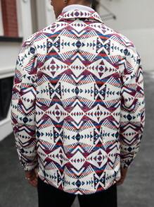 Manfinity Homme Men's Casual Geometric Printed Jacket, Autumn - Multicolor - View 2