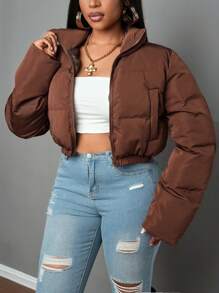 Slaydiva Outono/Inverno Novo Logotipo de Carta Bordada Casaco Feminino Acolchoado com Capuz