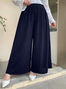 Dazy Plus Pantaloni a gamba ampia tinta unita per taglie forti, adatti per tutte le stagioni, abbigliamento autunnale, pantaloni da insegnante