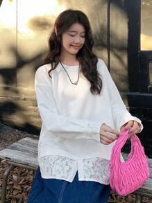 DAZY 女士甜美运动卫衣，适合春夏季、情人节、秋季服装 - 白色 - 查看 2
