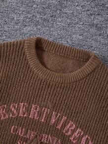 Sweater Streetwear untuk Anak Laki-Laki Remaja, dengan Aplikasi Bintang 3D dan Desain Ujung Berumbai. Terbuat dari Rajutan Tebal untuk Kehangatan, Cocok untuk Musim Gugur dan Musim Dingin. - Coffee Brown - View 7