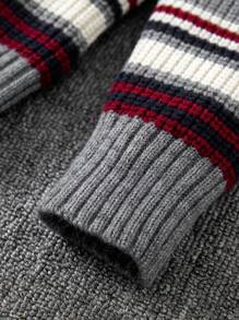 Áo len sọc cổ tròn tay dài thường ngày cho bé trai, mùa thu/đông - Màu Xám nhạt - Xem 7