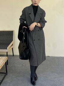 DAZY Cappotto oversize di media lunghezza in tinta unita, giacca da donna, abbigliamento autunnale da donna