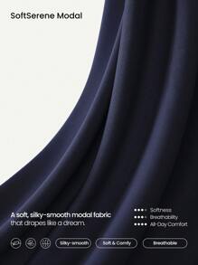 GLOWMODE Modal Soft Lapel High Collar Elastic Hem Long Sleeve Jacket With Side Pockets Daily Casual - Navy Blue - View 5