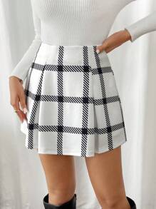 Chiquease Peste 25 de femei, ocazional, la birou, fustă midi în carouri, dulce și minimalistă