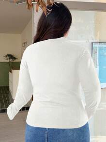 Dazy Plus Form-Fitting Solid Color Turtleneck Undershirt, White, Spring/Summer/Autumn - White - View 2