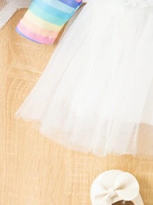 SHEIN Ensemble costume 2-en-1 pour bébé fille de 2 à 24 mois, rayures arc-en-ciel, confortable et adorable, automne