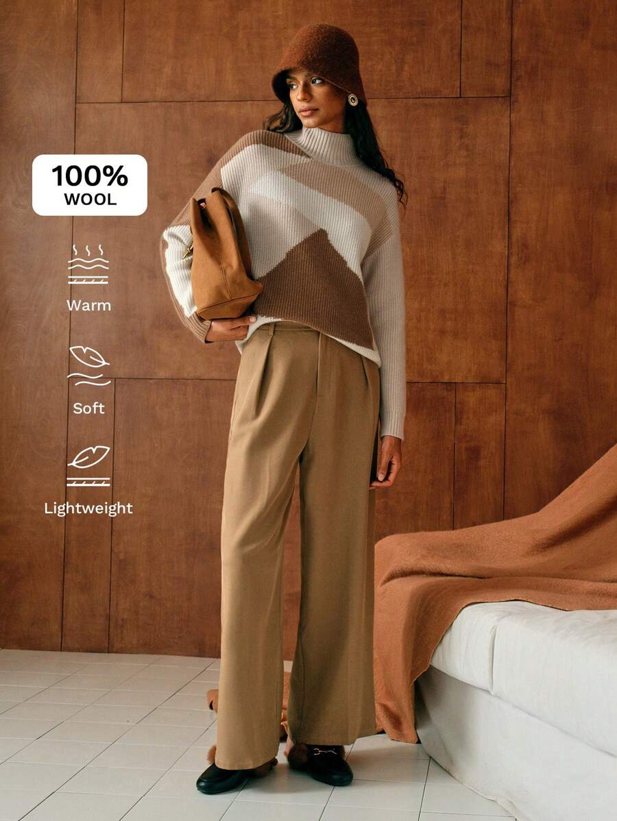 MOTF PREMIUM ÁO LEN CỔ CAO THẢ VAI QUẦN LEN NGUYÊN CHẤT 100% LEN MÀU CỔ CAO CÓ VAI