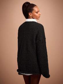 COSMINA Women's Casual Solid Color Drop Shoulder Sweater, Autumn/Winter