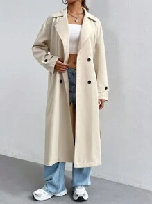 SHEIN Unity 女士風衣外套 - 杏色 - 查看 3