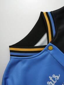 SHEIN Teen Boys Fleece Star Print Retro Long Sleeve Cardigan Jacket - Multicolor - View 4