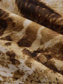 SHEIN MOD Vestido de mujer con estampado de leopardo, decoración floral y bajo de cola de pez, elegante cuello de halter