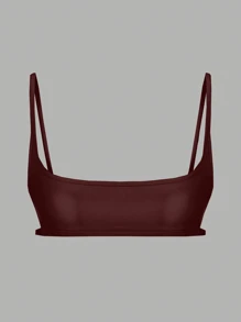 EgrlEra Women Simple Solid Color Spaghetti Strap Tank Top, Casual For Everyday Wear - Burgundy - View 1
