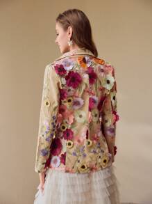 PREMIUM 花卉刺绣轻便夹克 - 紅木色 - 查看 7