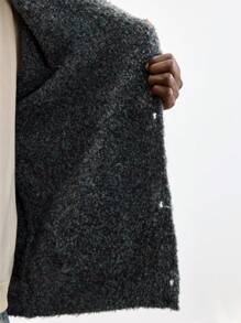 Maija Men's 2025 New Winter Grey Thermal Lined Extra Loose Casual Blended Knit Cardigan Jacket With Dual Pockets, Suitable For New Year Party, Valentine's Date - Grey - View 7