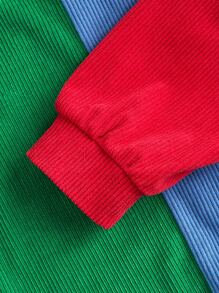 SHEIN 2pcs/Set Tween Boys American Style Casual Contrast Color Corduroy Crew Neck Long Sleeve Top And Corduroy Pants, Suitable For Autumn And Winter