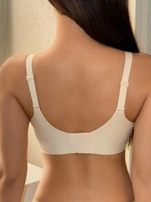 DAZY Seamless Wireless Textured Fabric Patchwork Bra - White - View 2