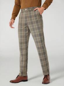 Manfinity VCAY 男士格子斜口袋梭織長褲 - 彩色 - 查看 3