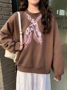 DAZY Áo nỉ thể thao ngày lễ tình nhân dễ thương dành cho nữ, Quần áo mùa xuân/hè, mùa thu - màu nâu - Xem 4