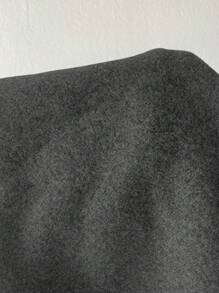 Calvaya Solid Loose Drop Shoulder Notched Collar Flap Pocket Zipper Coat Fall Winter Cloth For Women - Dark Grey - View 7