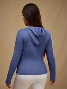 Forever 21 Plus Size Women Solid Color Casual Long Sleeve Zip Front Jacket For Autumn - Blue - View 2