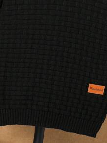 青少年男孩休闲半拉链套头长袖针织毛衣 - 黑色 - 查看 5