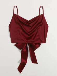 SHEIN Privé 後綁帶吊帶短上衣緞面上衣