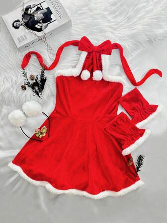 4 Pieces Set: Teen Girls (Dress, Sleeves, Headpiece)