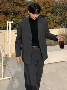 DAZY Men's Solid Color Suit Jacket And Pants Set