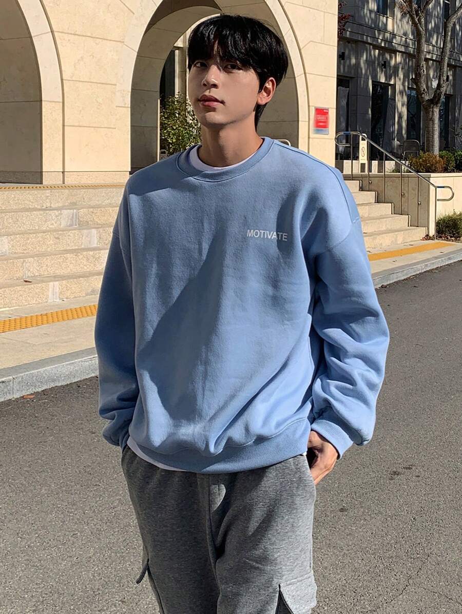 DAZY Men's Plain Pullover Sweatshirt, Casual & Stylish For Everyday Wear,Fall Clothes