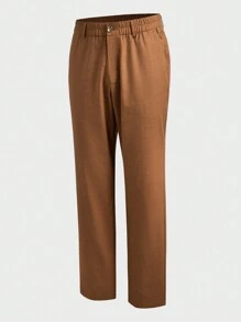 Manfinity VCAY Men's 2pcs Woven Integrated Casual Business Suit Jacket, Spring/Autumn - Camel - View 3