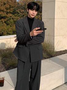 DAZY Men's Solid Color Suit Jacket And Pants Set
