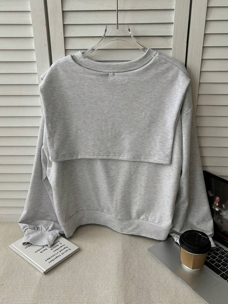 Women's Round Neck Long Sleeve Letter Print Casual Knit Sweatshirt Fall,Winter