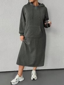 SHEIN EZwear 1pc Plus Size Plain Pullover Hoodie, Casual & Minimalist Style For Everyday Wear