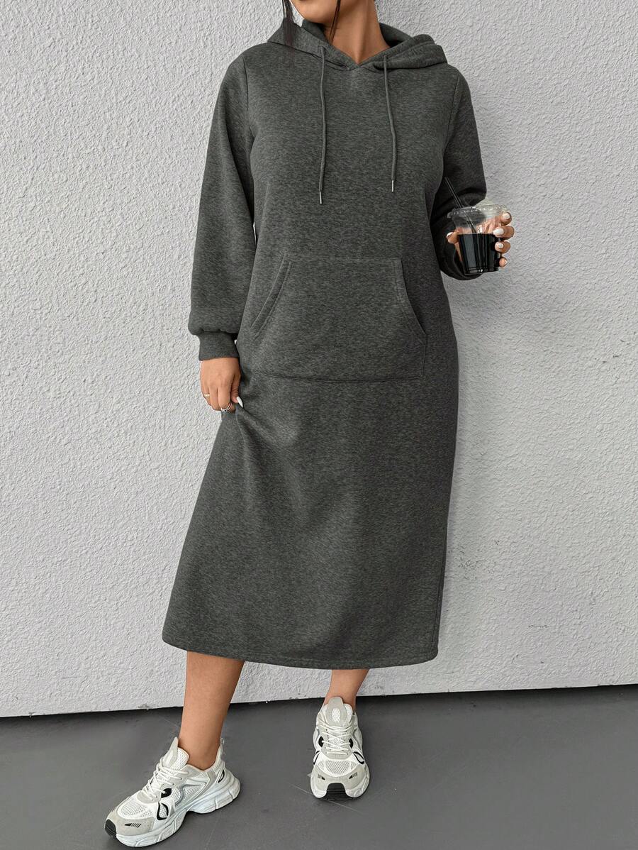 SHEIN EZwear 1pc Plus Size Plain Pullover Hoodie, Casual & Minimalist Style For Everyday Wear