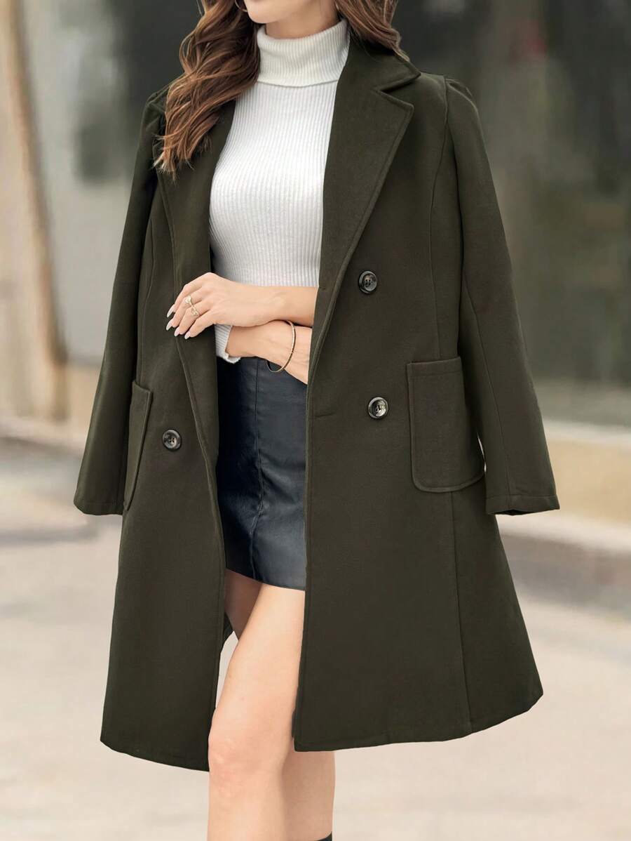 SHEIN Clasi Veste décontractée à manches longues avec boutons et poches pour femmes
