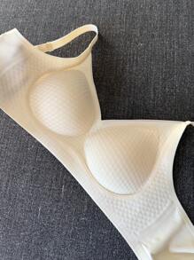 DAZY Seamless Wireless Textured Fabric Patchwork Bra - White - View 10