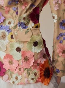 PREMIUM 花卉刺绣轻便夹克 - 紅木色 - 查看 3