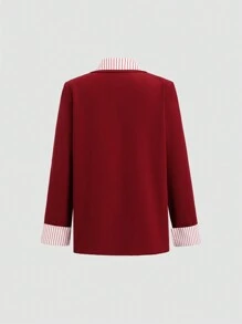 SHEIN Unity Marynarka damska casualowa w paski z blokami kolorów i patchworkiem - Wielokolorowe - Zobacz 2