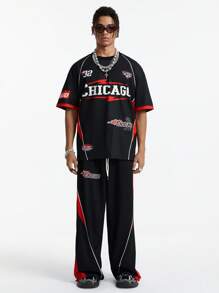 Manfinity VCAY Men's Digital Print Loose Knit Short Sleeve T-Shirt Set - Black - View 5