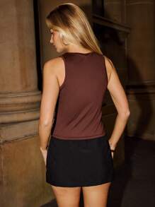 Forever 21 Elegant Women Y2K Sparkling Tank Top Going Out Tops - Brown - View 2