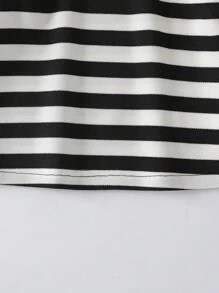 SHEIN Playful Pals 轻盈女婴条纹领长袖连衣裙，春秋装 - 彩色 - 查看 3