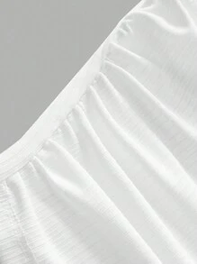 SHEIN Girlism Tween 女童白色时尚简约舒适褶皱亲肤防滑露肩抹胸