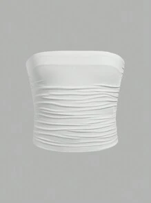 SHEIN Girlism 3 件套 Tween 女童简约舒适褶皱无肩带防滑抹胸文胸套装 - 彩色 - 查看 7