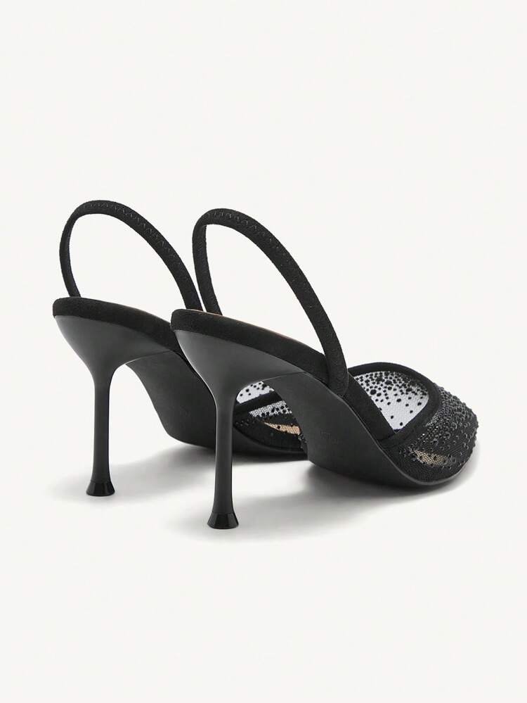 CUCCOO CHICEST Pointed Toe High Heel Rhinestone Decorated Black Ladies' Pumps Summer Shoes Summer Break Easter Prom Heels For Christmas Elegant Shoes Wedding Shoes Summer Shoes Bride Shoes